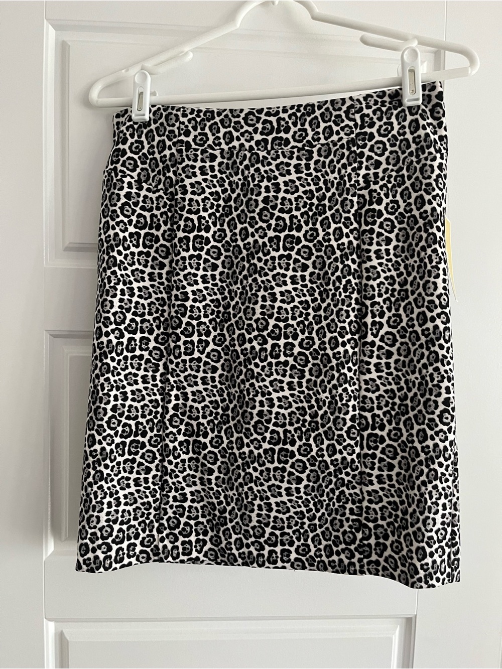 Michael Kors Black and White Leopard Print Mini Skirt